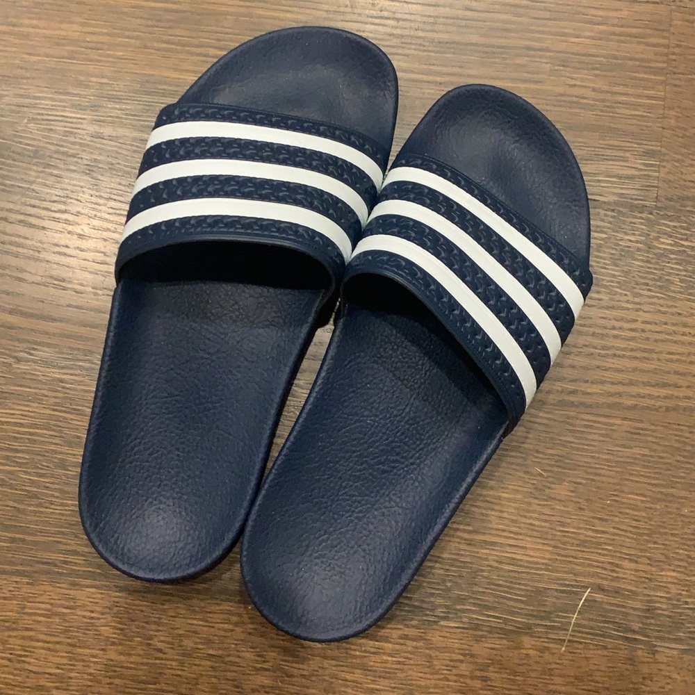 Blue Adidas Slides